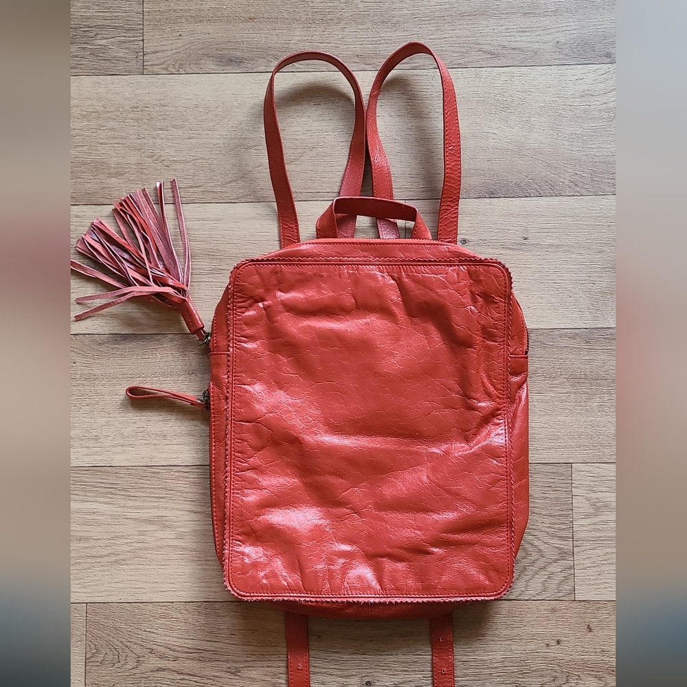 Latico Leather Blair Orange Backpack Purse RARE